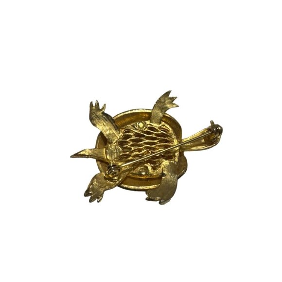 Vintage Gold Tone Black and Amber Cloisonne Turtle Pin Brooch - Picture 4 of 4